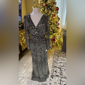 Gold animal print maxi dress